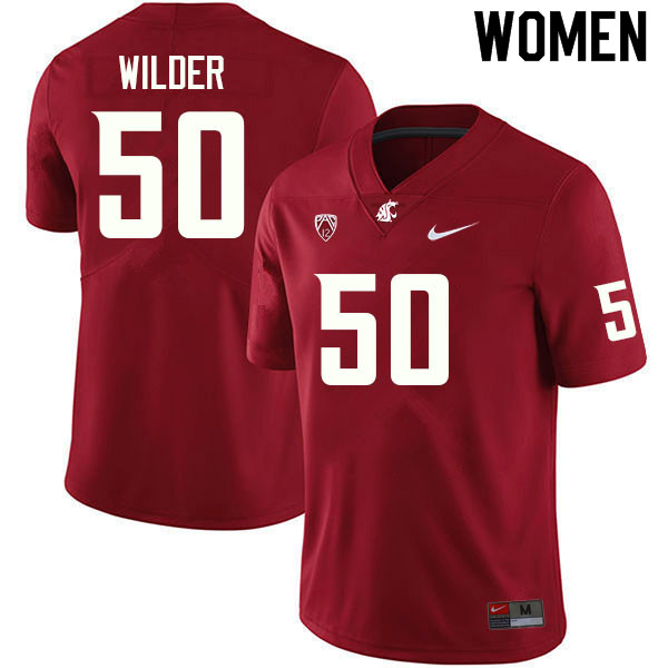 Women #50 Eric Wilder Washington State Cougars College Football Jerseys Sale-Crimson